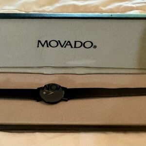 Ladies Ultra Thin Movado Watch
Black Leather Strap
